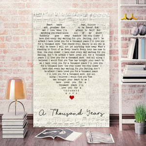 A Thousand Years Christina Perri Script Heart Lyric Song 0.75 & 1.5 In Framed Canvas- Gift Idea - Home Decor- Wall Art