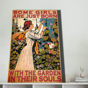 Some Girls Are just Born With The Garden In Their Soul Canvas- 0.75 & 1.5 In Framed Canvas - Home Wall Decor, Wall Art