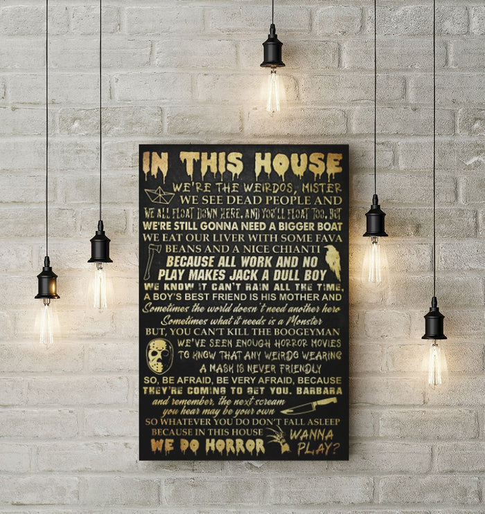 In This House Horror Movie Halloween Home Living Canvas
