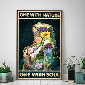 Natural Girl One With Nature One With Soul - 0.75 & 1.5 In Framed - Home Wall Decor, Wall Art