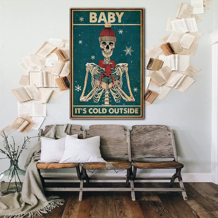 Christmas Baby It's Cold Outside Skeleton CanvasHome Decor