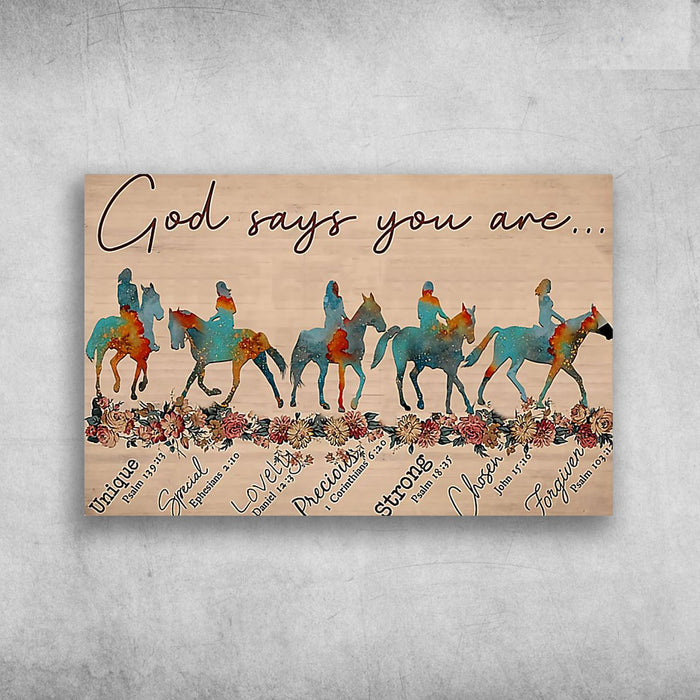 Horsenack Riding God Says You Are Unique Special Horizonal Canvas