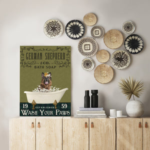 German Shepherd Bath Soap Wash Your Paw Funny Canvas, Dogs lover Canvas