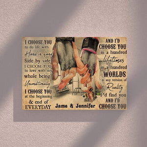 Personalized I Choose You To Do Life With Hand In Hand, Side By Side 0.75 & 1.5 In Framed Canvas - Anniversary Gifts- Home Decor, Wall Art