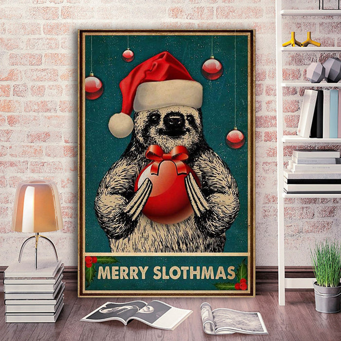 Merry Slothmas Sloth Canvas