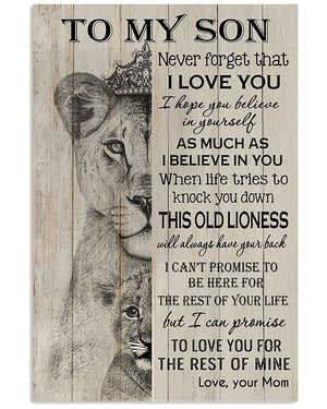 To My Son Never Forget That I Love You This Old Lioness Canvas - Gifts For Son - Gifts For Son- Canvas Wall Art
