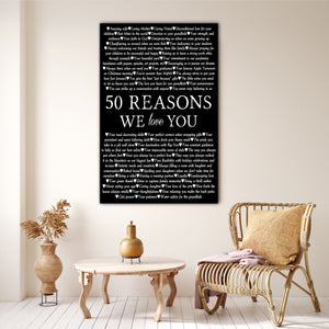 50 Reasons We Love You - Amazing Wife, Loving Mother, Caring Friend, Best gift Idea Canvas