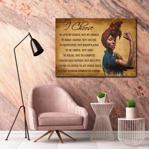 Black Woman -I Choose To Live By Choice Not Manipulated To Be Useful Not Used To Make Changes 0.75 & 1.5 In Framed Canvas Wall Art