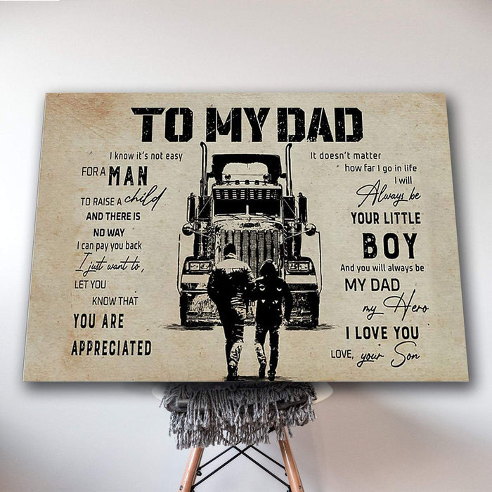 Son To Dad Truck - To My Dad, You Are Appreciated - Dad and Son Canvas