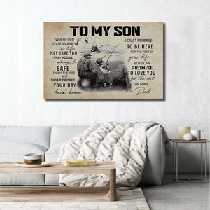 Father And Son Fishing - To My Son Wherever Your Journey Canvas -Gifts For Son From Dad- 0.75 & 1.5 In Framed -Wall Decor,Canvas Wall Art