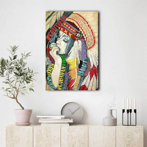 Native American Is Beautiful Enough Pretty Enough Canvas- 0.75 & 1.5 In Framed - Home Decor, Canvas Wall Art