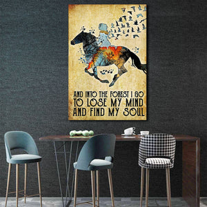 Horse And Into The Forest I Go To Close My Mind Canvas - 0.75 & 1.5 In Framed - Home Living - Wall Decor, Canvas Wall Art