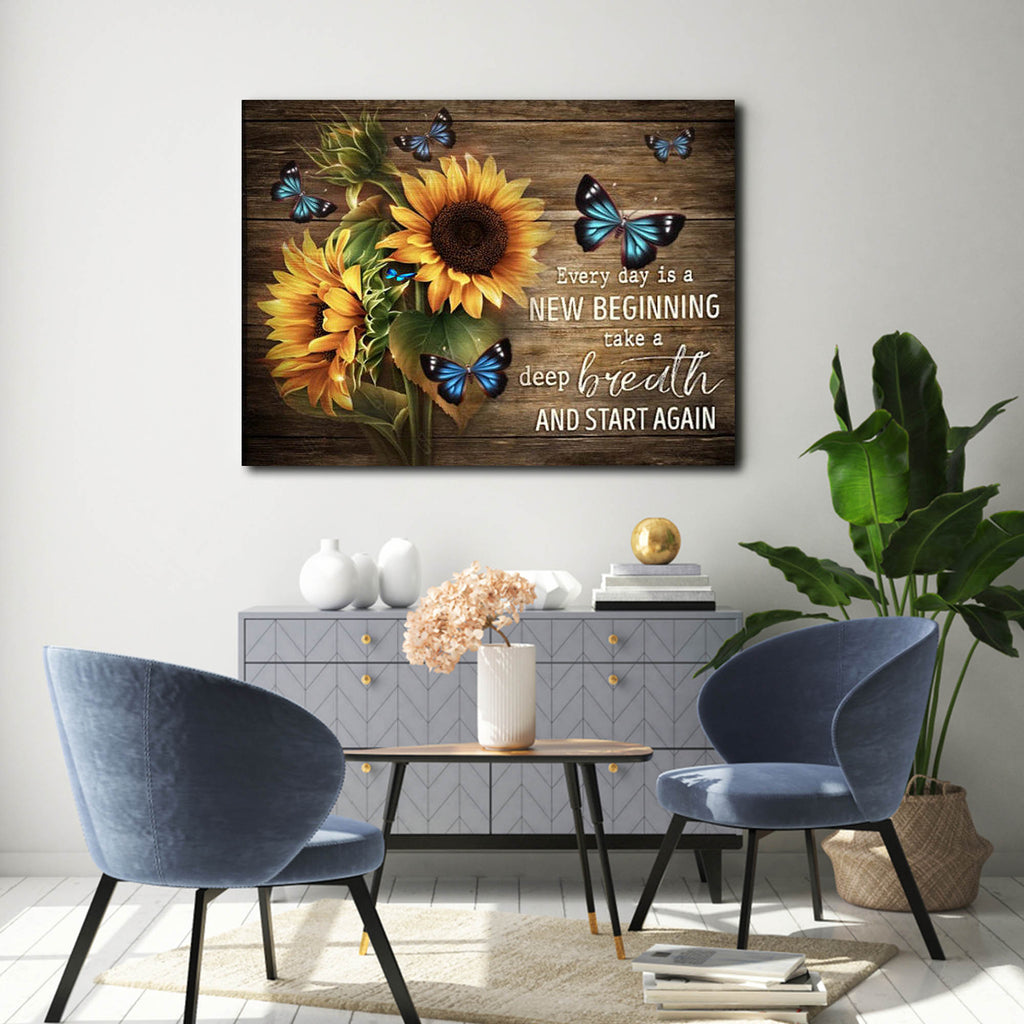 Everyday is a new beginning take a deep breath and start again, Wall-art Canvas