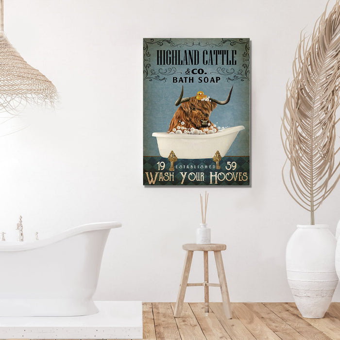 Highland Cattle Bath Soap Wash Your Hooves Funny Canvas