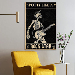Skeleton Potty Like A Rock Star Guitar Canvas- 0.75 & 1.5 In Framed Canvas - Home Wall Decor, Wall Art