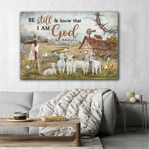 Sheeps - Be still and know that I am God Canvas, The Cross Canvas