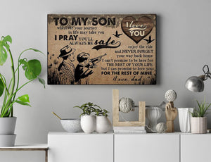 To My Son Wherever Your Journey In Life May Take You I Pray You Will Be Safe 0.75 & 1.5 In Framed Canvas - Wall Decor, Canvas Wall Art