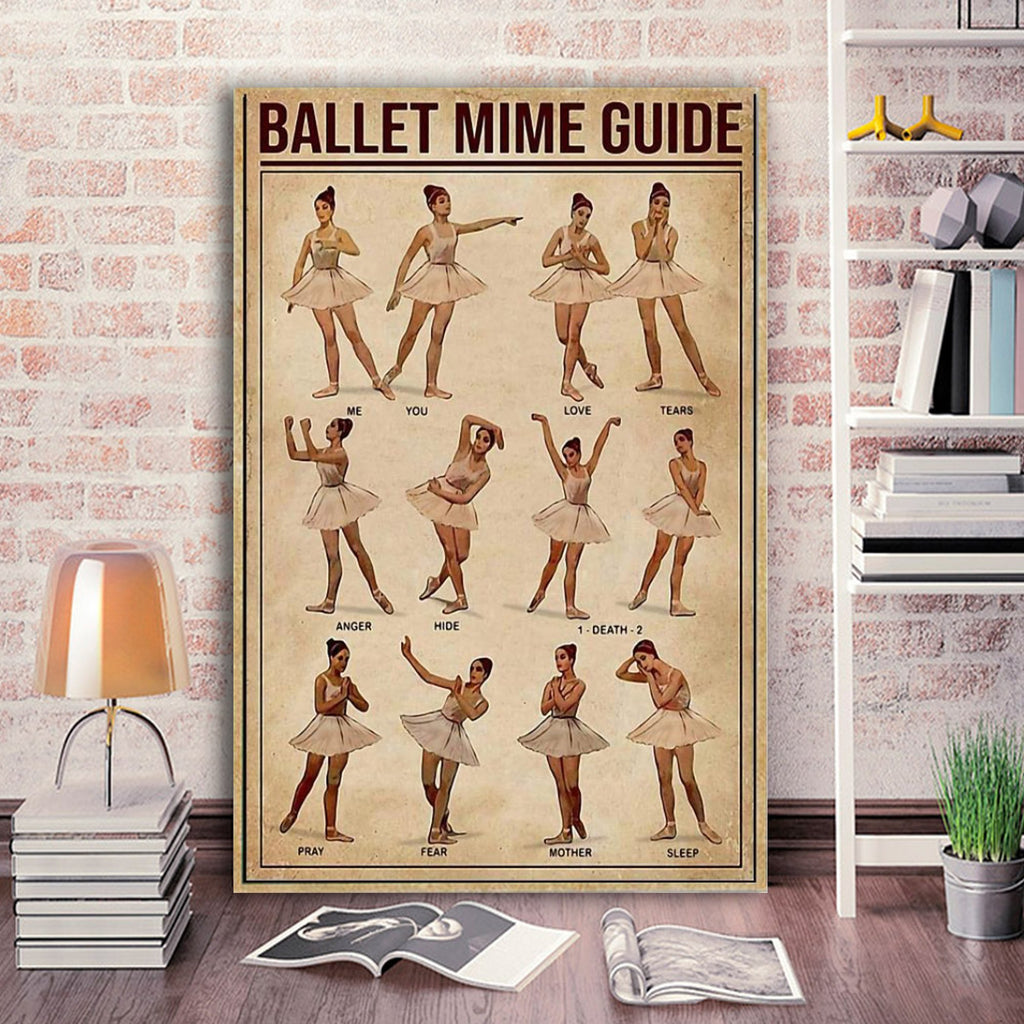 Ballet Mime Guide Vertical 0.75 In & 1.5 In Framed Canvas - Home Decor, Canvas Wall Art