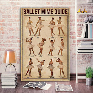 Ballet Mime Guide Vertical 0.75 In & 1.5 In Framed Canvas - Home Decor, Canvas Wall Art