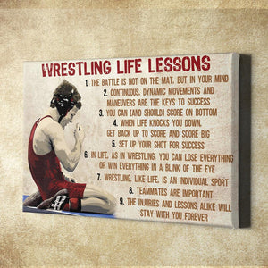 Wrestling Life Lessons Canvas -0.75 & 1.5 In Framed -Wall Decor, Canvas Wall Art