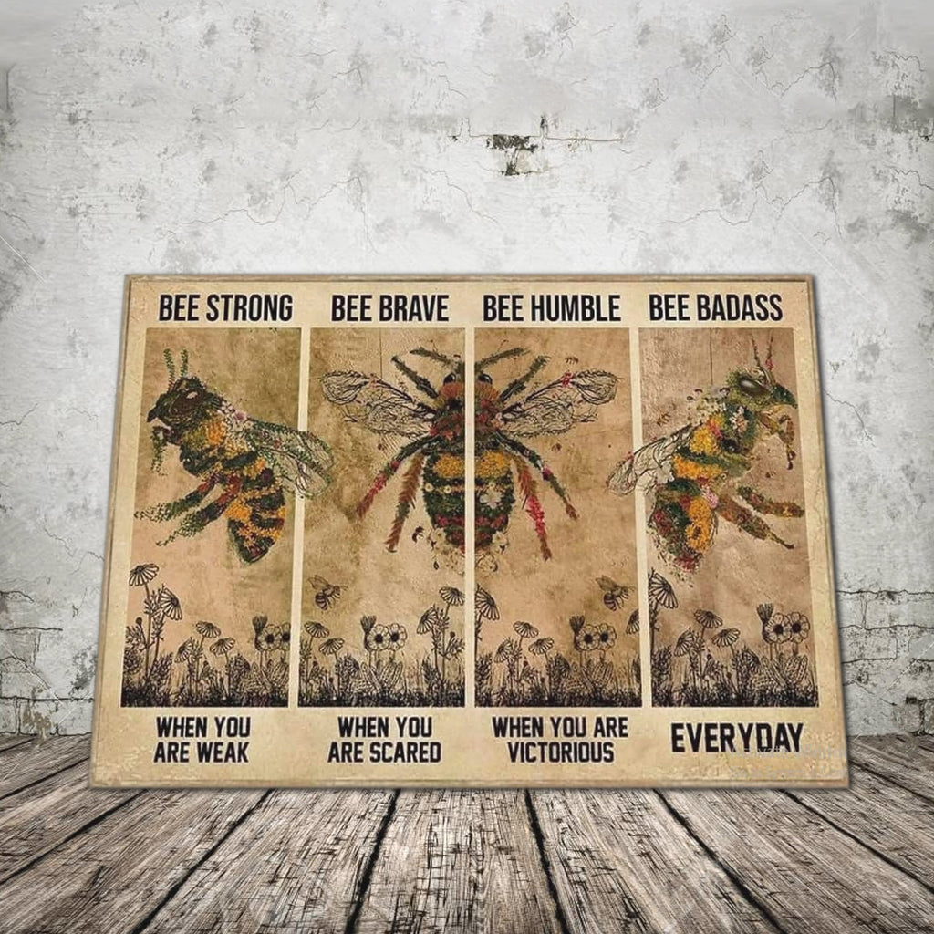 Bee Be Strong When You Are Weak, Be Brave When You Are Scared - 0.75 In & 1.5 In Framed Canvas -Wall Decor, Canvas Wall Art