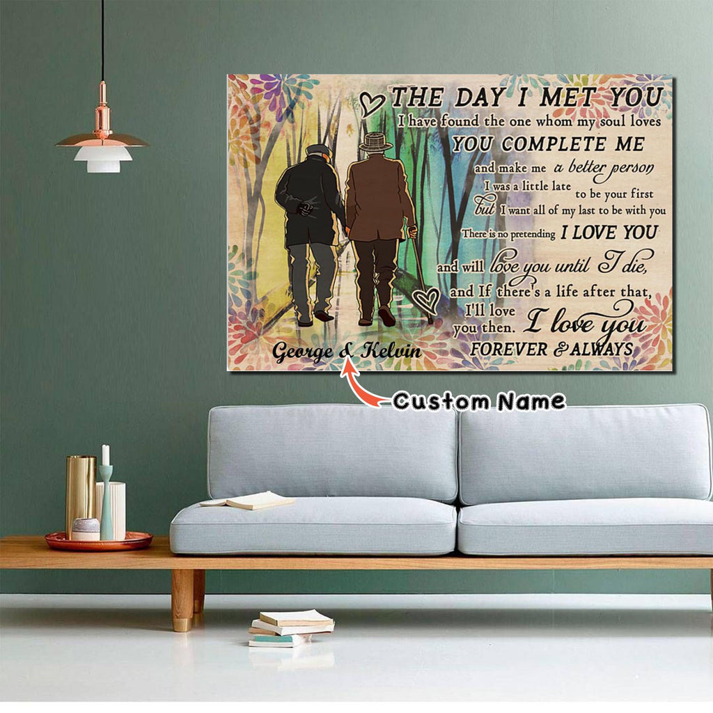 LGBT Pride Gay Old Couple The Day Horizontal0.75 & 1.5 In Framed Canvas - Home Decor, Wall Art