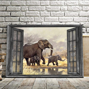 The Elephant In The Outdoor 0.75 & 1.5 In Framed Canvas - Elephant Lover Gifts- Family Gifts- Home Decor, Canvas Wall Art