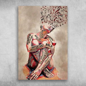 Girl Music - Beautiful Important Smart Stron Canvas - 0.75 & 1.5 In Framed -Wall Decor,Canvas Wall Art