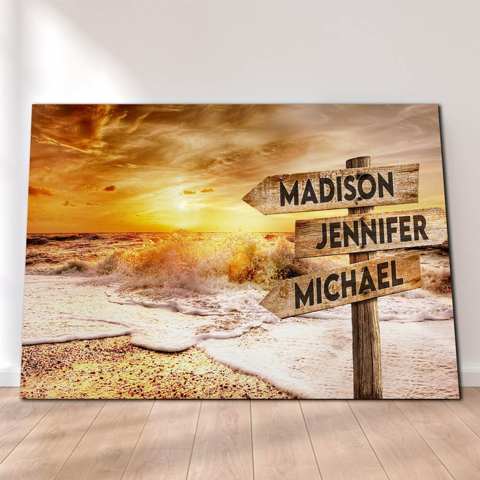 Personalized Beach Sunrise Canvas - Street Signs Customized With Names Canvas