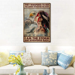 Taino Girl I Am The Storm She Whispered Back Vertical 0.75 & 1.5 In Framed Canvas - Gift Idea- Home Decor- Wall Art