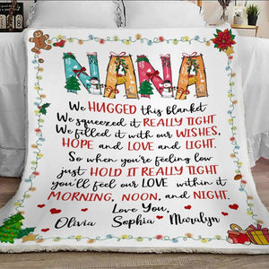 We Hugged this Blanket Morning, Noon and Night Personalized Blanket