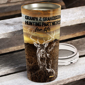 To My Grandpa I Love You Always and Forever Partners - Grandpa and Grandson Hunting Tumbler - Father and Son gift