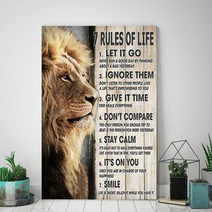 7 Rules Of Life Motivation Canvas Lion Life, Wall-art Canvas