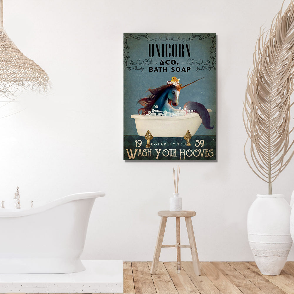 Unicorn Bath Soap Wash Your Hooves Funny Canvas
