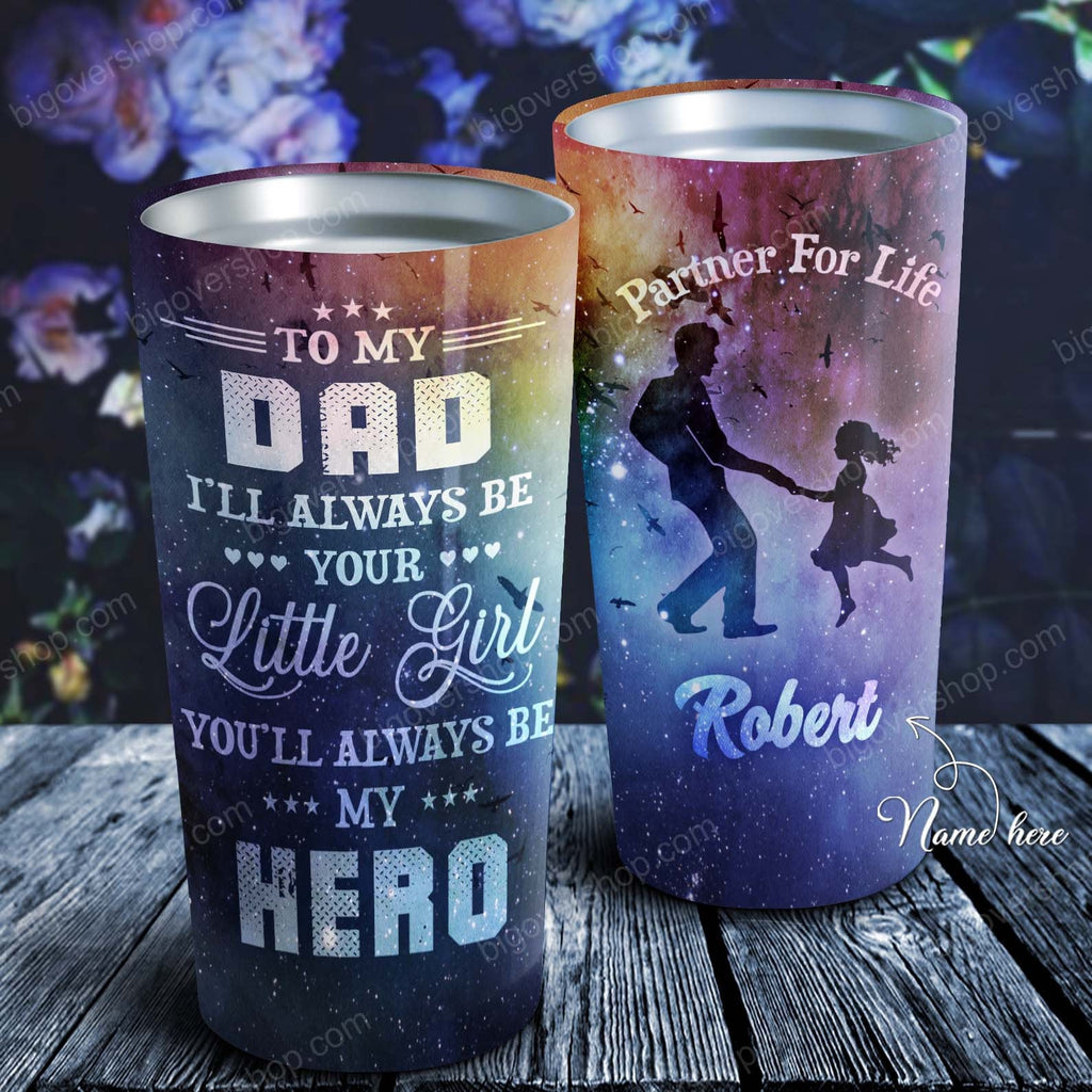 To My Dad - Dad Hero Galaxy - Dad and daughter - Personalized Tumbler - Father's Day Gift, Dad Cup, Best Dad Gift