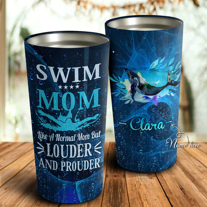 Dolphin Swim Mom Like A Normal Mom But Louder And Prouder Personalized Tumbler - Mother's Day Gift, Mom Tumbler, Mom Cup