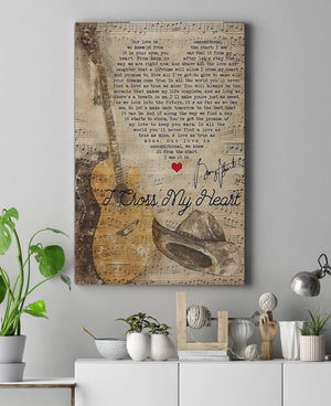 George Strait I Cross My Heart Lyrics 0.75 & 1.5 In Framed Canvas -Home Living - Wall Decor, Canvas Wall Art