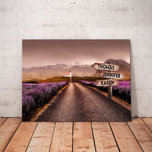Iceland Multi-Names Canvas - Family Street Signs Customized With Names- 0.75 & 1.5 In Framed -Wall Decor, Canvas Wall Art