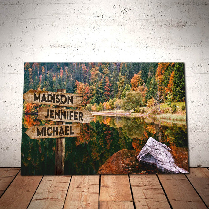 Personalized Autum Forest Canvas - Street Signs Customized With Names Canvas