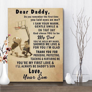 Dear My Daddy Thank You And You Always Be Daddy's Son 0.75 & 1.5 In Framed Canvas - Gifts For Dad From Son - Wall Decor, Canvas Wall Art