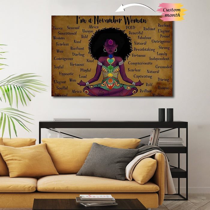 Africa American I Am Black Girl Love Yoga Canvas