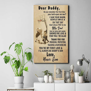 Dear My Daddy Thank You And You Always Be Daddy's Son 0.75 & 1.5 In Framed Canvas - Gifts For Dad From Son - Wall Decor, Canvas Wall Art