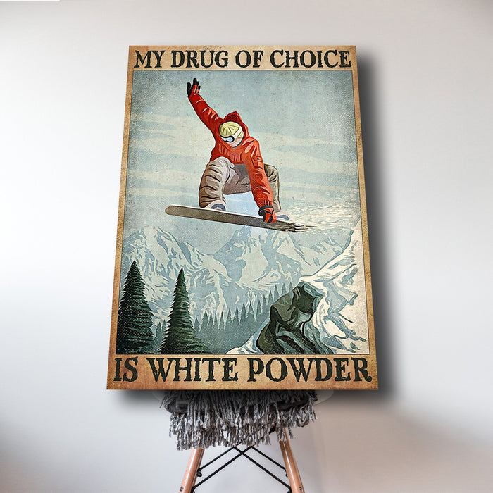 Man In Red Snowboarding - My Drug Of Choice Is White Powder Home Living Canvas