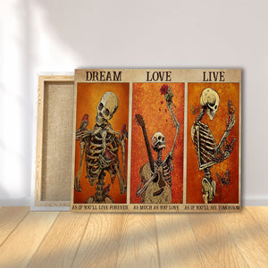 Optimistic Skeletons - Dream As If You�EEE€�EEEll Live Forever 0.75 & 1.5 In Framed Canvas - Home Decor,Canvas Wall Art