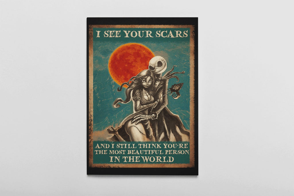 I See Your Scars Canvas- Halloween Canvas- Gifts For Halloween - Home Living- 0.75 & 1.5 In Framed -Wall Decor, Canvas Wall Art