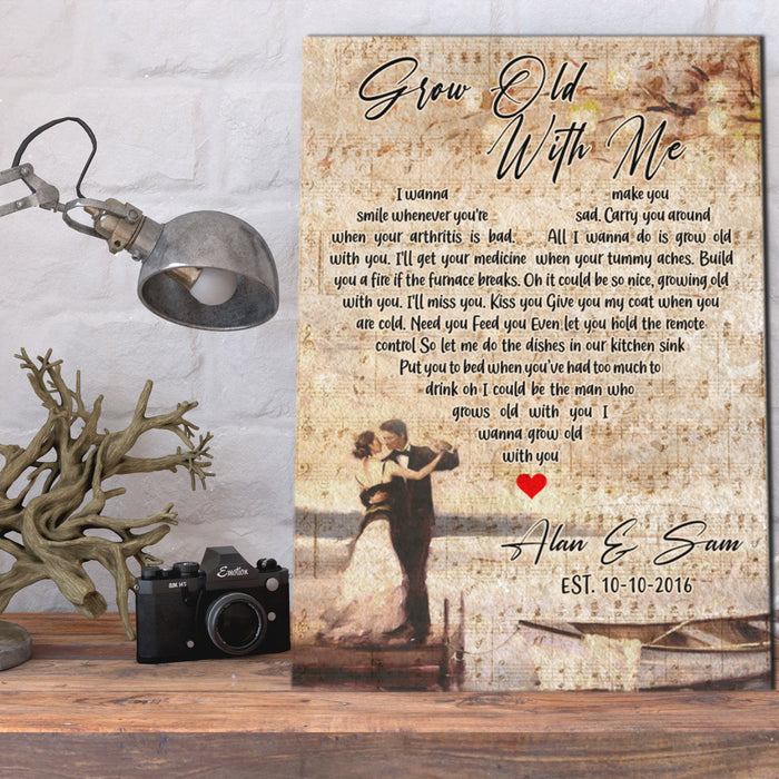Personalized Grow Old With Me Lyrics Canvas - Anniversary