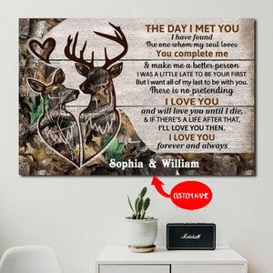 Personalized Deer The Day I Met You I Have Found The One Whom My Soul Loves 0.75 In & 1.5 In Framed Canvas- Home Decor, Canvas Wall Art