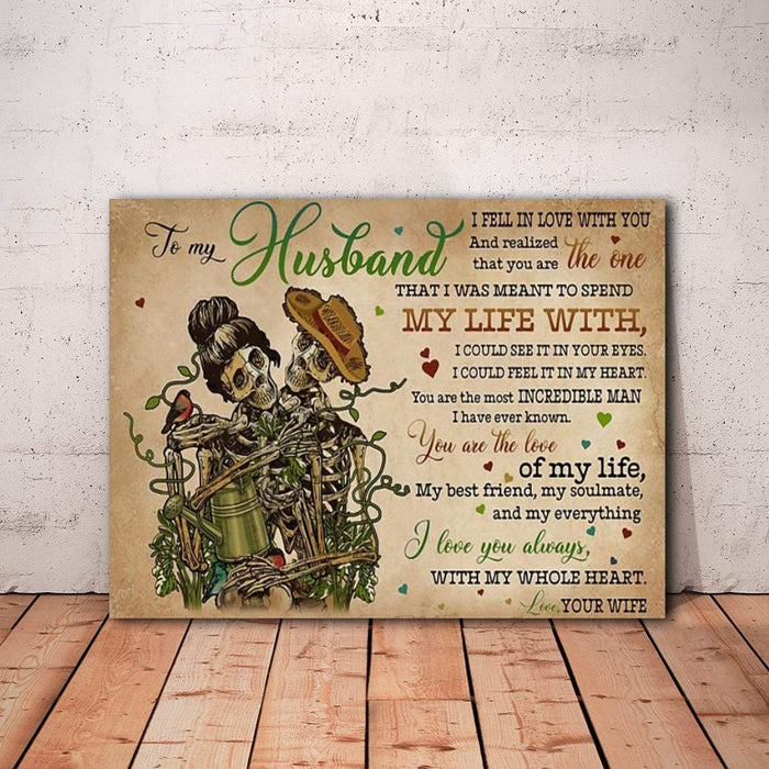 Skeleton Couple Wife Loves Husband Horizontal Anniversary Gifts Canvas