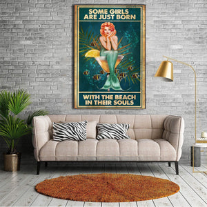 Some Girls Are Just Born With Beach in Their Souls - 0.75 & 1.5 In Framed - Home Wall Decor, Wall Art
