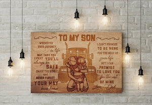 To My Son Wherever Journey In Life Dad And SonTruck Canvas - 0.75 & 1.5 In Framed -Wall Decor,Canvas Wall Art